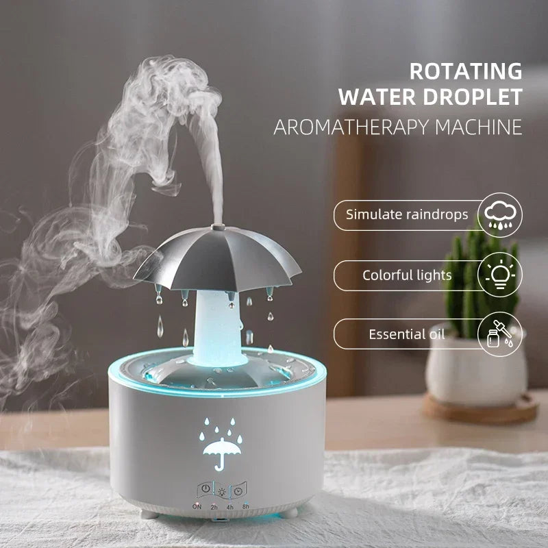 Humidificador de aire con forma de gota de agua y paraguas creativo Xiaomi Youpin con luz de colores y aromaterapia con gotas de lluvia