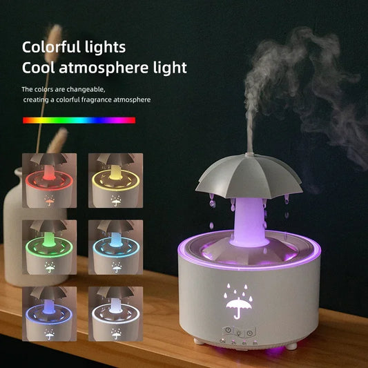 Humidificador de aire con forma de gota de agua y paraguas creativo Xiaomi Youpin con luz de colores y aromaterapia con gotas de lluvia